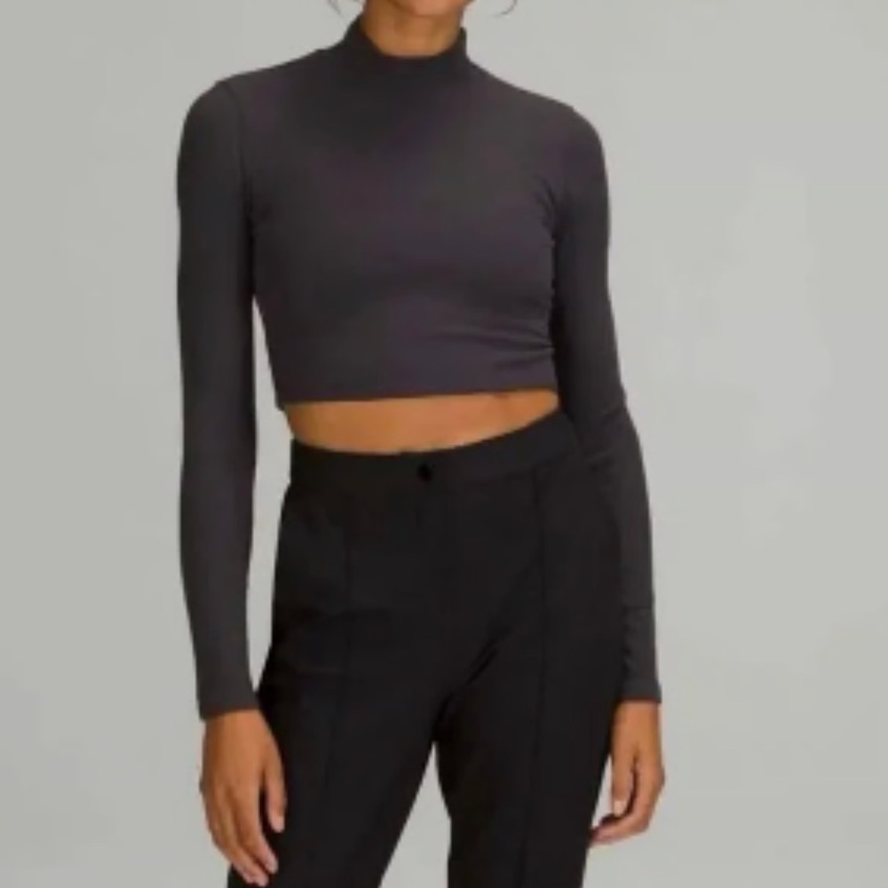 Lululemon Women's Black Long Sleeve Open Back Mock Neck Top - Picture 2 of 10